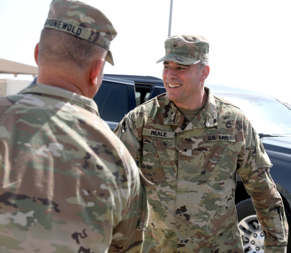 Brig. Gen. Michael Adame and Brig. Gen. Joseph Reale visit Camp Buehring