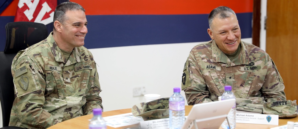 Brig. Gen. Michael Adame and Brig. Gen. Joseph Reale visit Camp Buehring