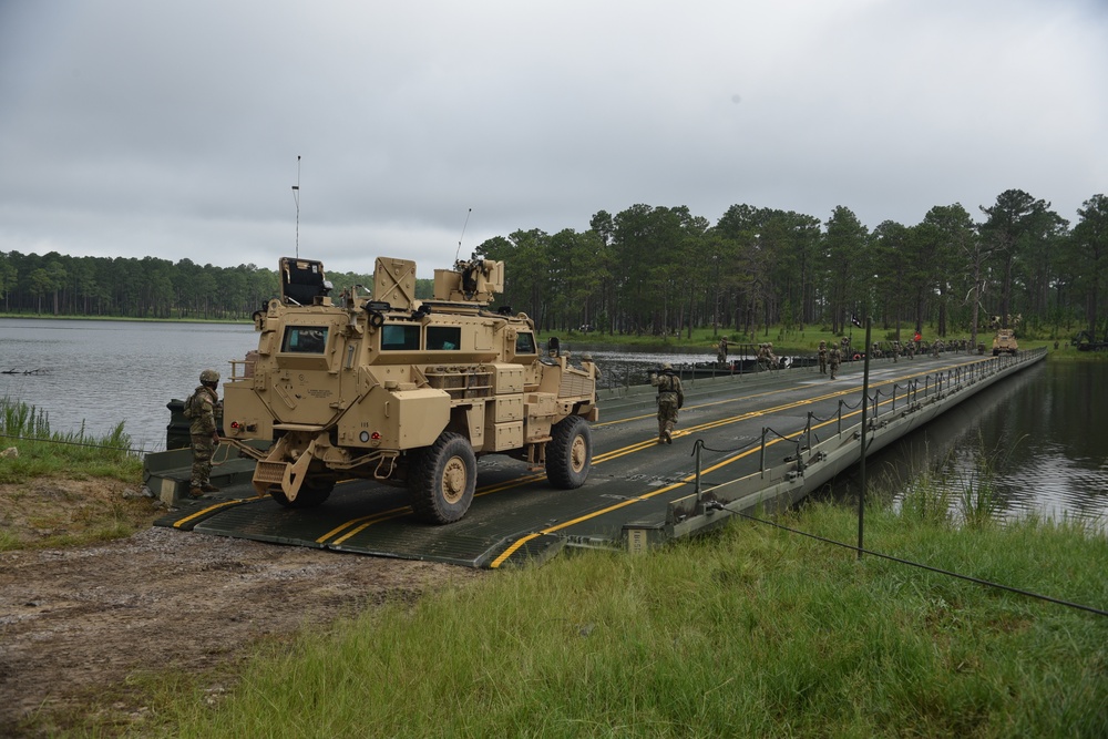 Heavy Vehicle from 926th EN BDE cross unit-made bridge