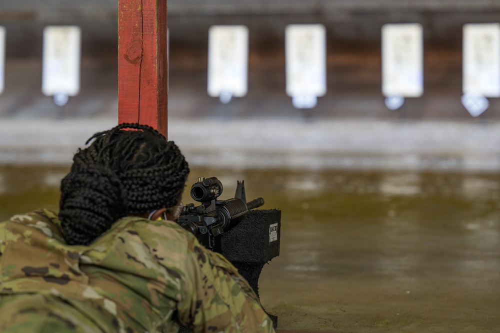 Airmen with the 116th Air Control Wing attend the  rifle qualification course