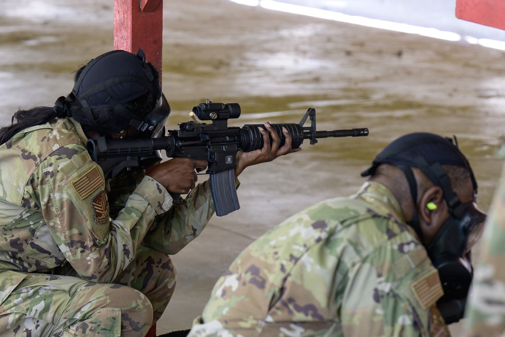 Airmen with the 116th Air Control Wing attend the  rifle qualification course