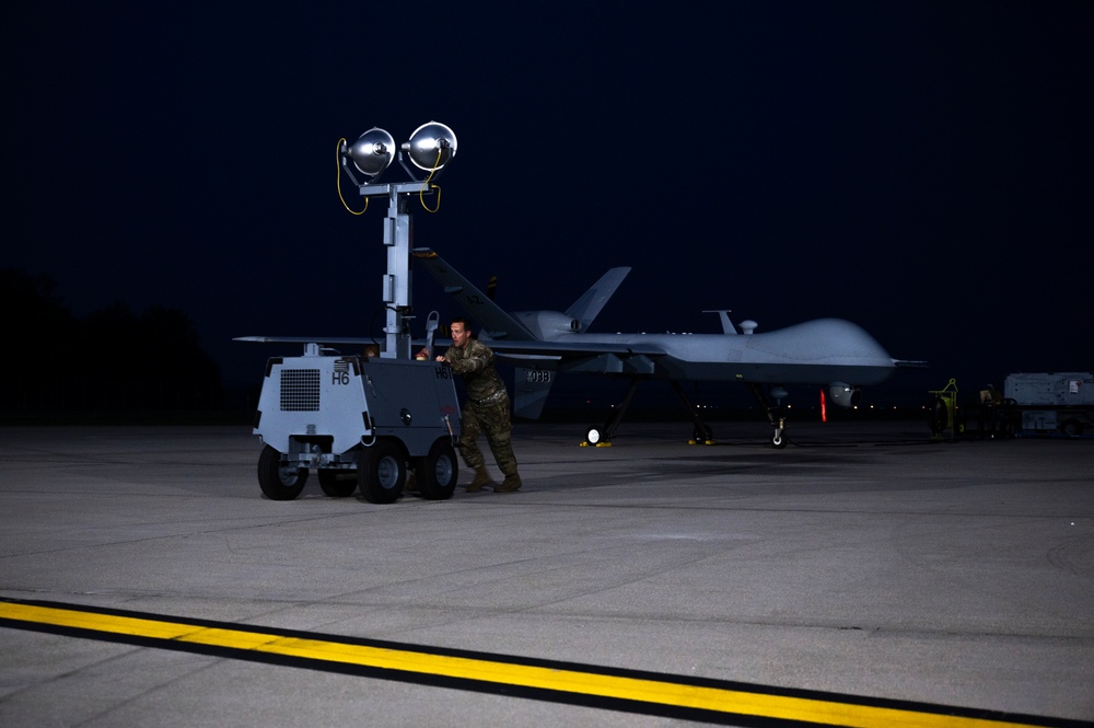 Preparing MQ-9 Reaper for morning launch