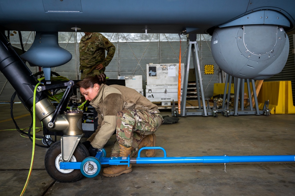 Preparing MQ-9 Reaper for morning launch