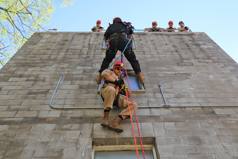 127th Civil Engineer Fire Department Trains on Repel Tower at Exercise Spartan