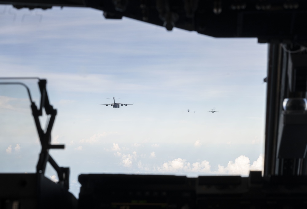 McChord C-17s support Airborne Operations over Indonesia during Garuda Shield 21