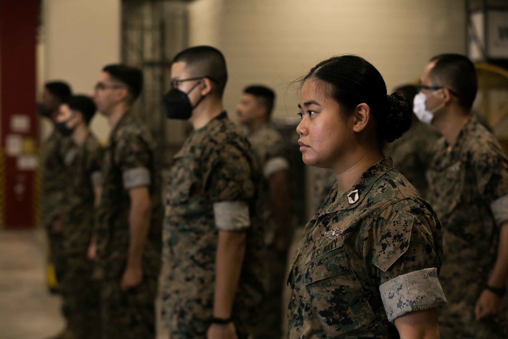 From Senior to Master | Master Chief Logistics Specialist Fababier promotion ceremony with 3d Supply Battalion