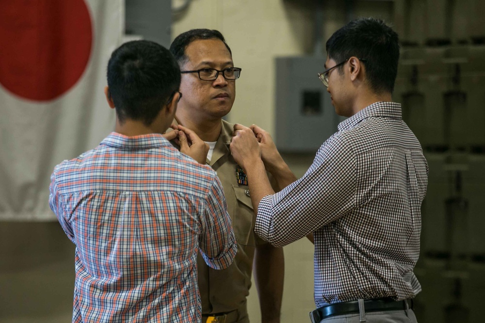 From Senior to Master | Master Chief Logistics Specialist Fababier promotion ceremony with 3d Supply Battalion