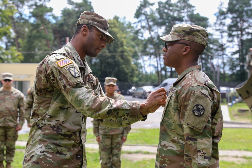 The 49th Transportation Battalion conducts promotions in Żagań, Poland