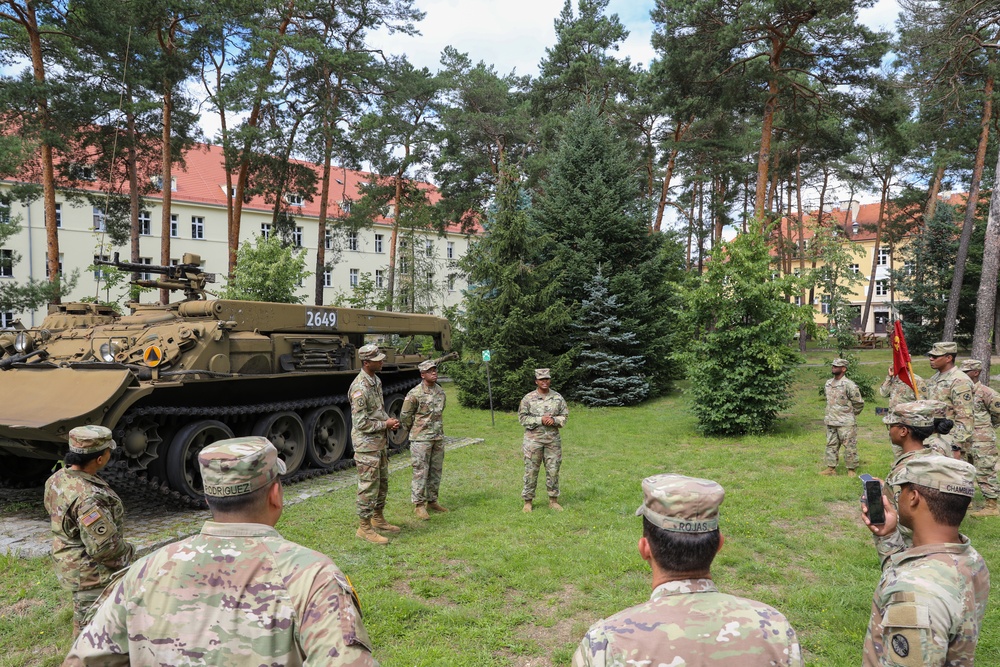 The 49th Transportation Battalion conducts promotions in Żagań, Poland