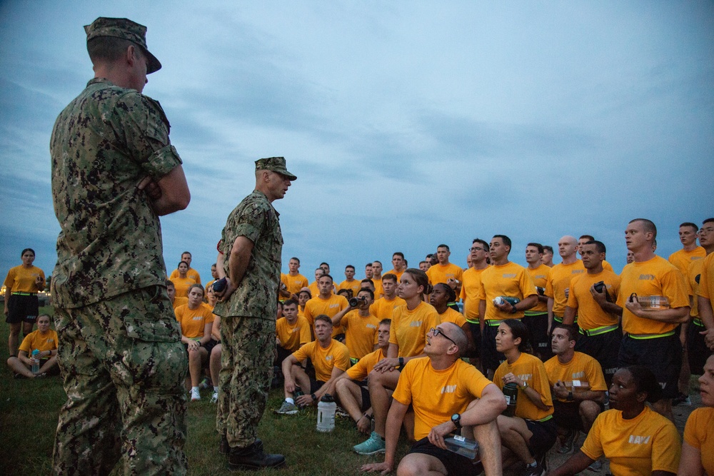 210804-N-YF306-0101 NEWPORT, R.I. (August 4, 2021) Recruit Division Commander Instructs Officer Candidates