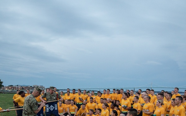 210804-N-YF306-0117 NEWPORT, R.I. (August 4, 2021) Officer Candidates Receive Guidon