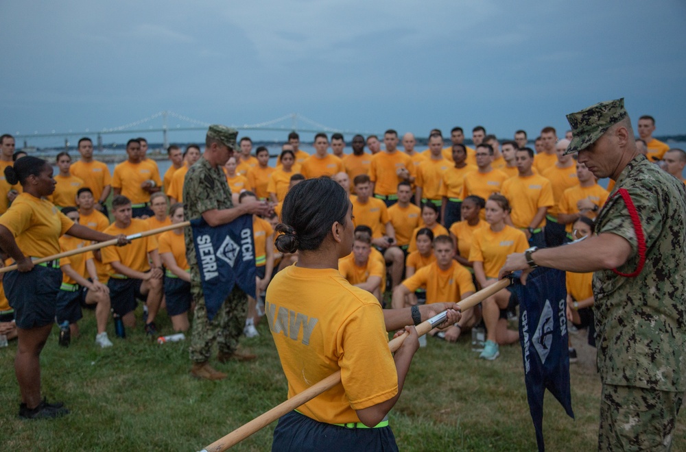 210804-N-YF306-0122 NEWPORT, R.I. (August 4, 2021)  Officer Candidates Receive Guidon