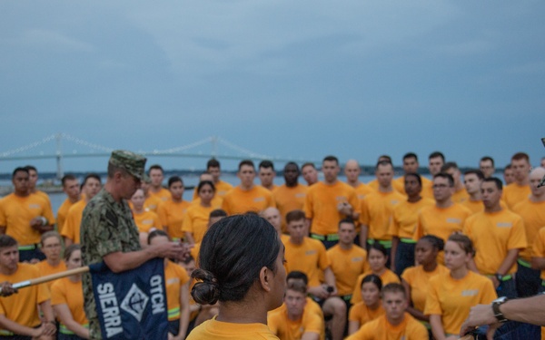 210804-N-YF306-0122 NEWPORT, R.I. (August 4, 2021)  Officer Candidates Receive Guidon