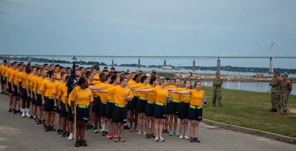 210804-N-YF306-0140 NEWPORT, R.I. (August 4, 2021) Officer Candidates Prepare March After Earning Guidon