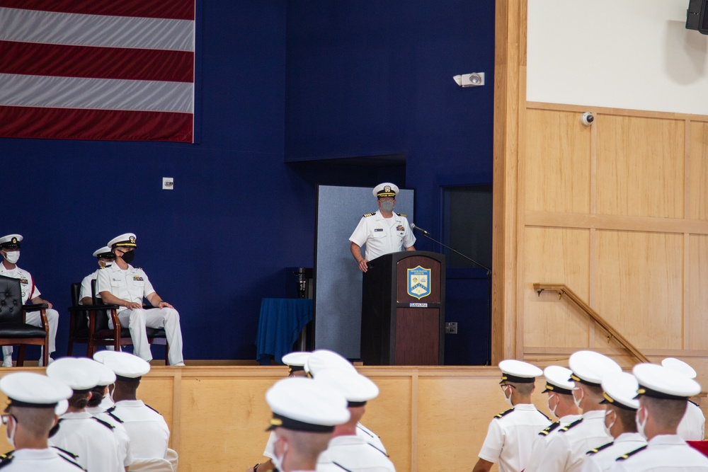 210806-N-YF306-0062 NEWPORT, R.I. (Aug. 6, 2021) Guest Speaks at Officer Candidate Graduation