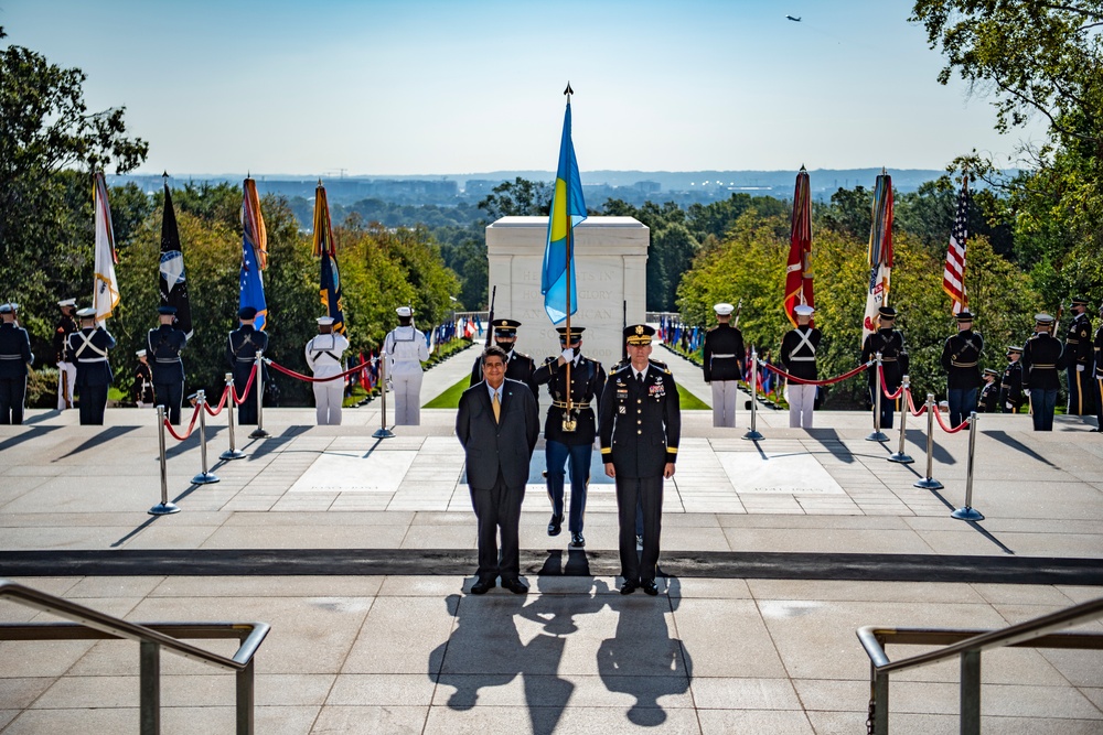 President of the Republic of Palau Surangel S. Whipps Jr. Participates in an Armed Forces Full Honors Wreath-Laying Ceremony at the Tomb of the Unknown Soldier