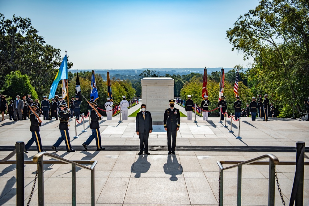 President of the Republic of Palau Surangel S. Whipps Jr. Participates in an Armed Forces Full Honors Wreath-Laying Ceremony at the Tomb of the Unknown Soldier