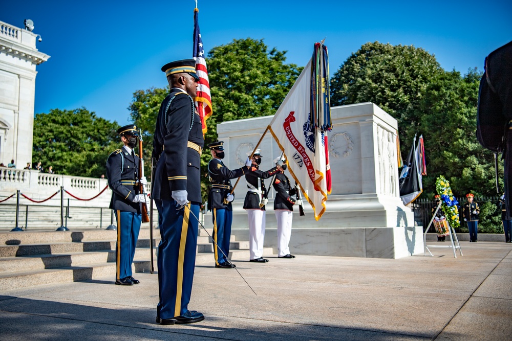 President of the Republic of Palau Surangel S. Whipps Jr. Participates in an Armed Forces Full Honors Wreath-Laying Ceremony at the Tomb of the Unknown Soldier