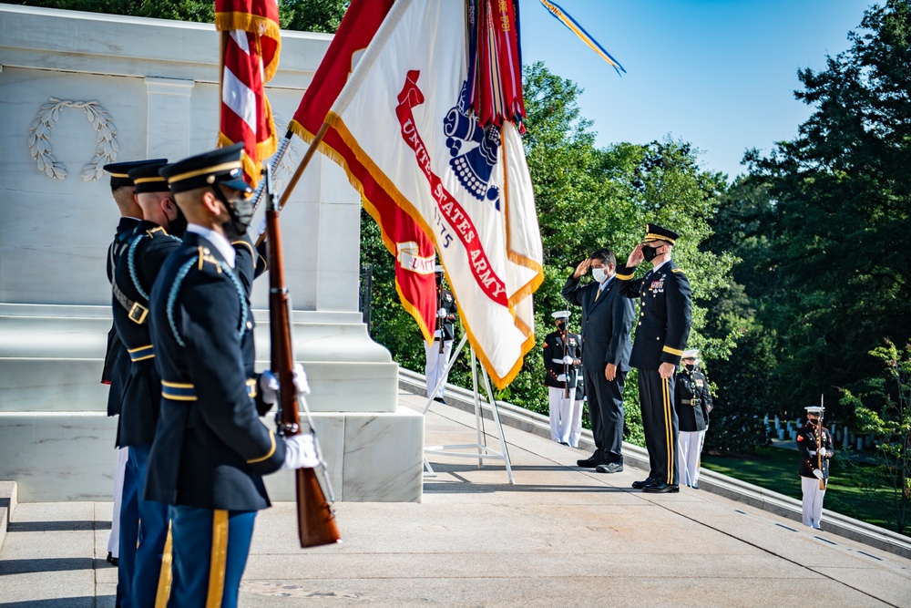 President of the Republic of Palau Surangel S. Whipps Jr. Participates in an Armed Forces Full Honors Wreath-Laying Ceremony at the Tomb of the Unknown Soldier