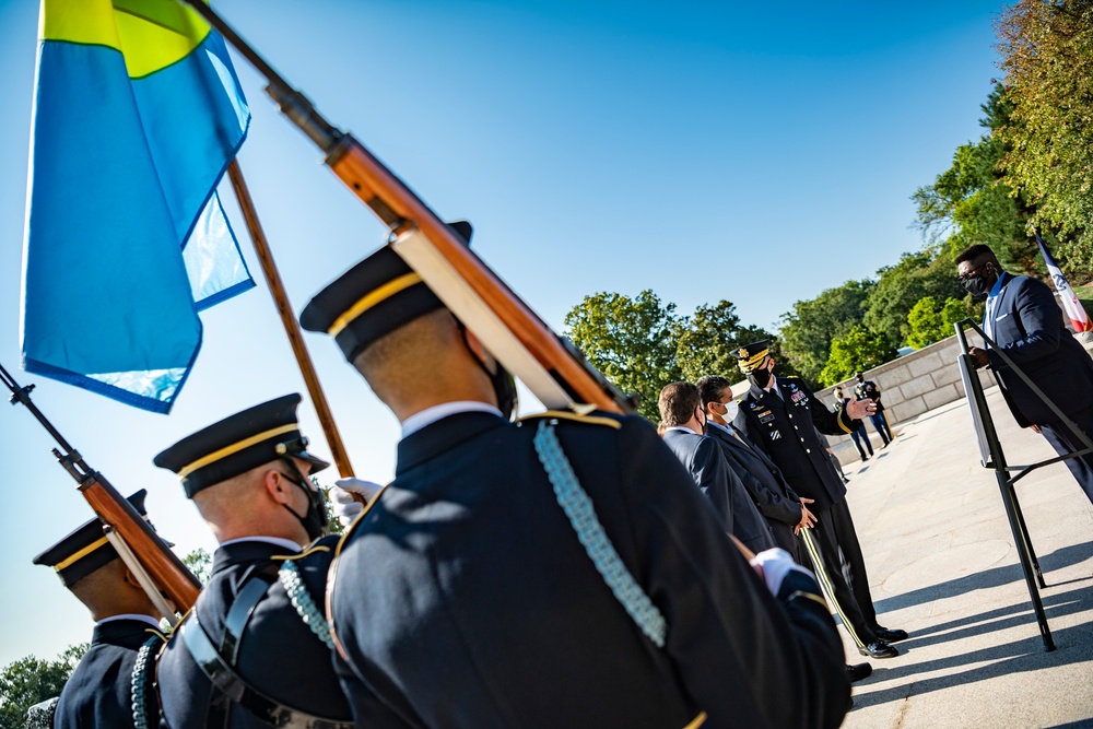 President of the Republic of Palau Surangel S. Whipps Jr. Participates in an Armed Forces Full Honors Wreath-Laying Ceremony at the Tomb of the Unknown Soldier