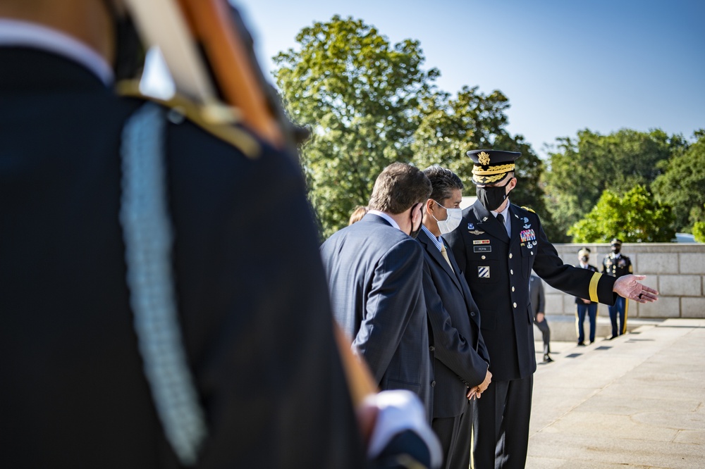 President of the Republic of Palau Surangel S. Whipps Jr. Participates in an Armed Forces Full Honors Wreath-Laying Ceremony at the Tomb of the Unknown Soldier