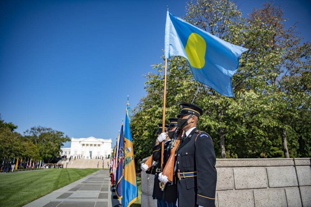 President of the Republic of Palau Surangel S. Whipps Jr. Participates in an Armed Forces Full Honors Wreath-Laying Ceremony at the Tomb of the Unknown Soldier