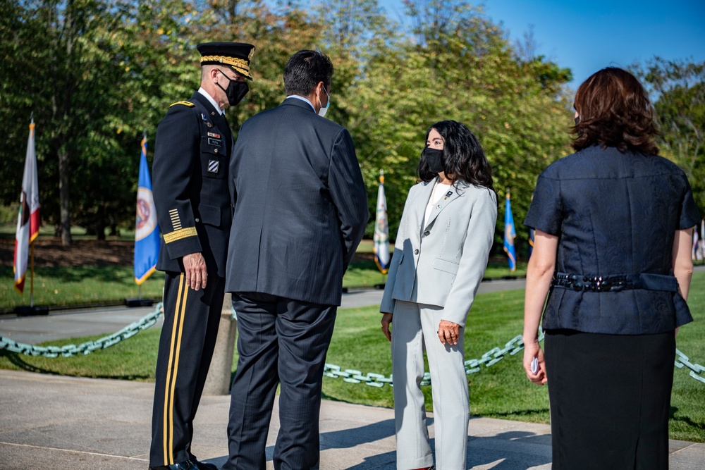 President of the Republic of Palau Surangel S. Whipps Jr. Participates in an Armed Forces Full Honors Wreath-Laying Ceremony at the Tomb of the Unknown Soldier