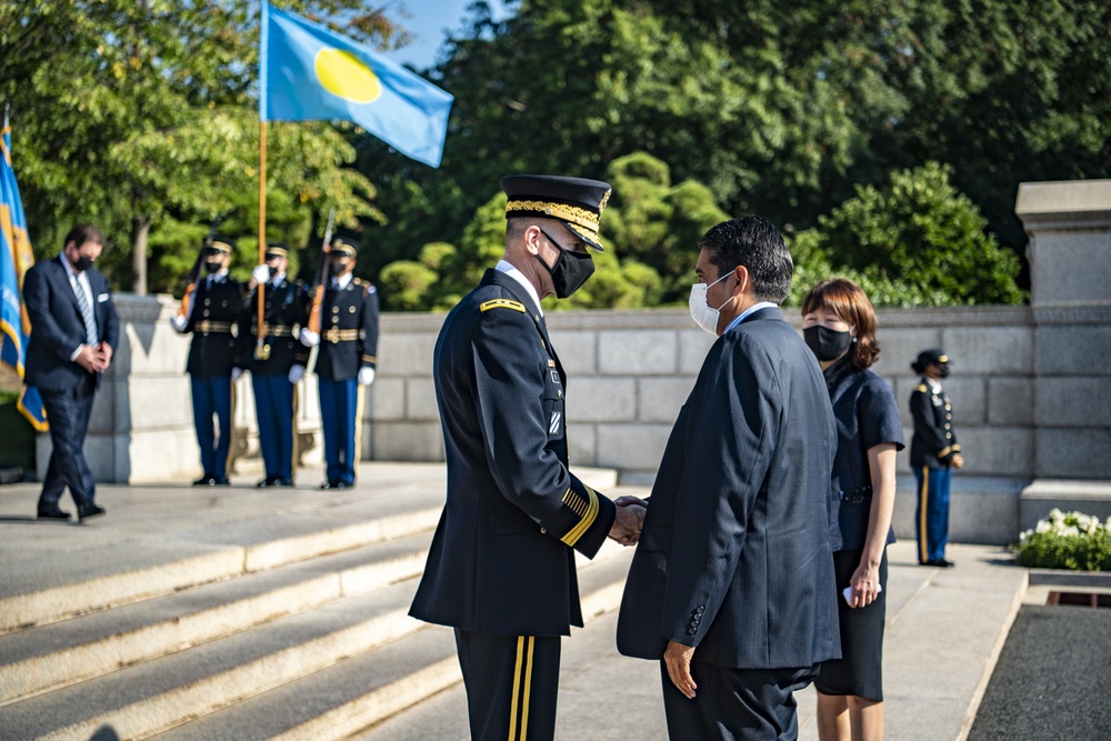 President of the Republic of Palau Surangel S. Whipps Jr. Participates in an Armed Forces Full Honors Wreath-Laying Ceremony at the Tomb of the Unknown Soldier