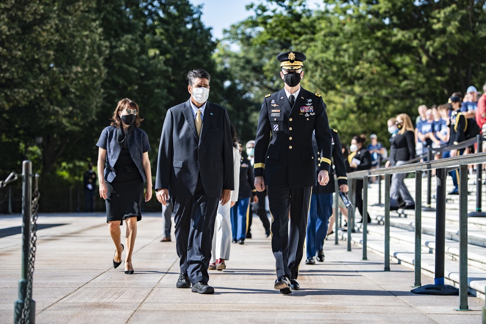 President of the Republic of Palau Surangel S. Whipps Jr. Participates in an Armed Forces Full Honors Wreath-Laying Ceremony at the Tomb of the Unknown Soldier