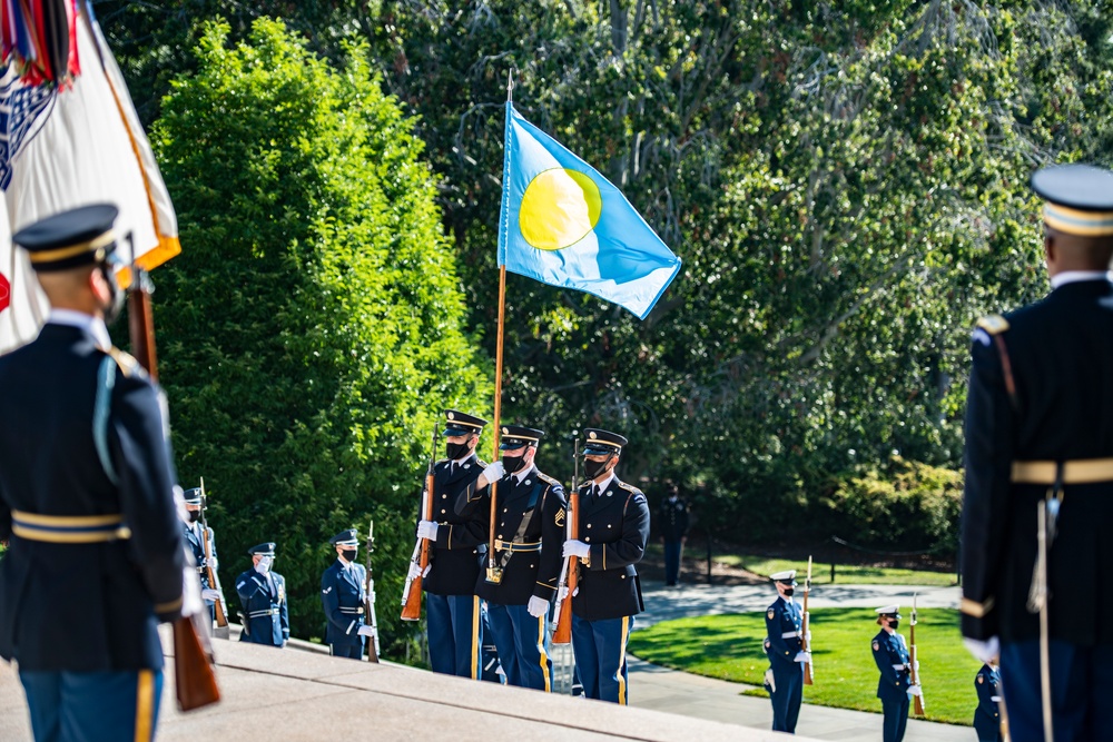 President of the Republic of Palau Surangel S. Whipps Jr. Participates in an Armed Forces Full Honors Wreath-Laying Ceremony at the Tomb of the Unknown Soldier