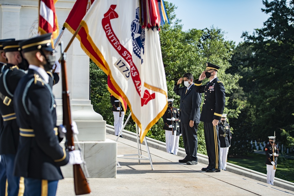 President of the Republic of Palau Surangel S. Whipps Jr. Participates in an Armed Forces Full Honors Wreath-Laying Ceremony at the Tomb of the Unknown Soldier