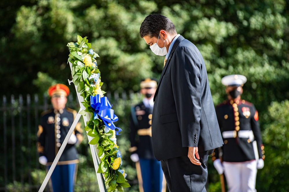 President of the Republic of Palau Surangel S. Whipps Jr. Participates in an Armed Forces Full Honors Wreath-Laying Ceremony at the Tomb of the Unknown Soldier