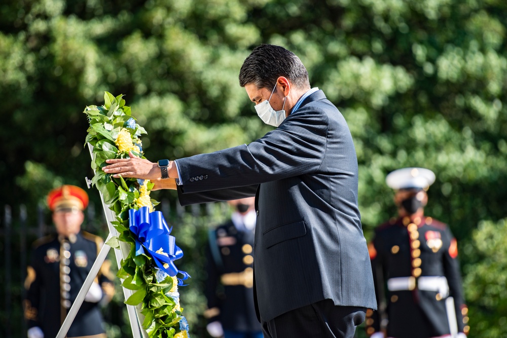 President of the Republic of Palau Surangel S. Whipps Jr. Participates in an Armed Forces Full Honors Wreath-Laying Ceremony at the Tomb of the Unknown Soldier