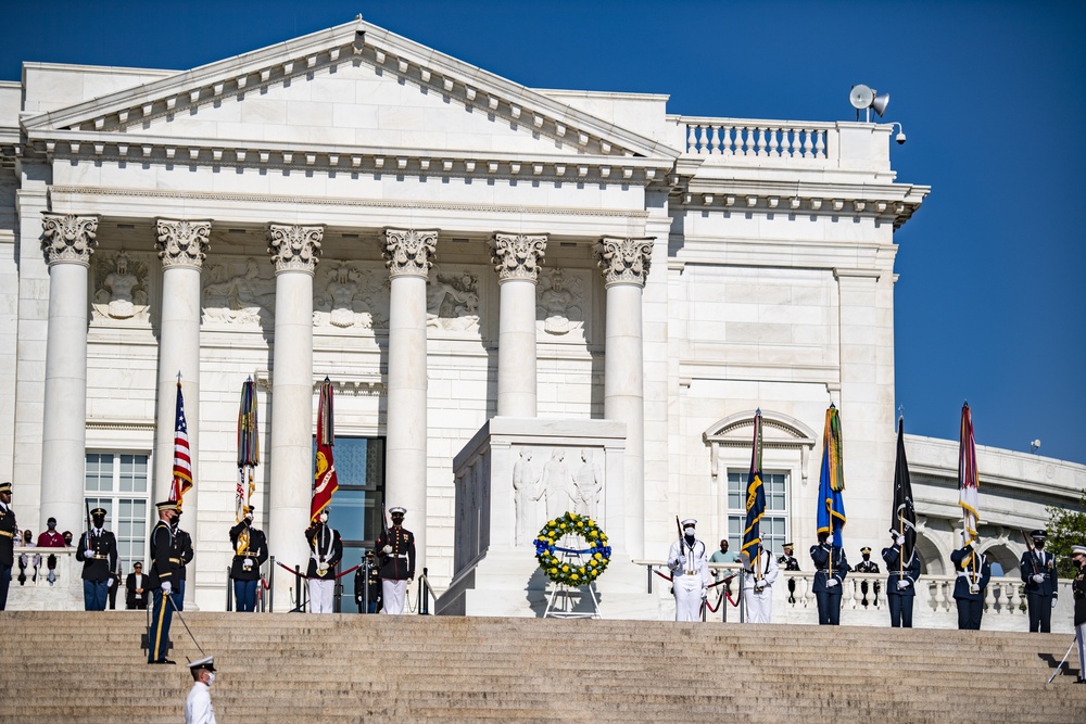 President of the Republic of Palau Surangel S. Whipps Jr. Participates in an Armed Forces Full Honors Wreath-Laying Ceremony at the Tomb of the Unknown Soldier