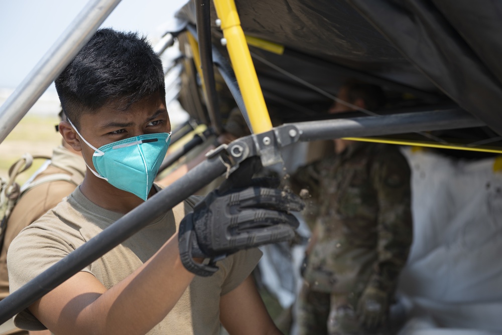 California State Guard build portable shelters