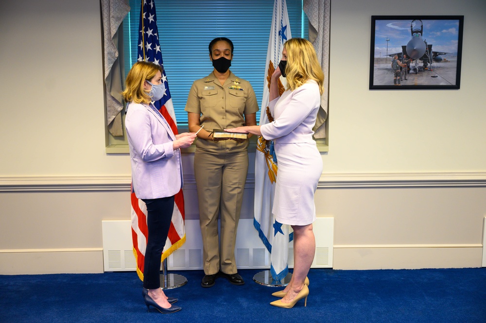 DSD Hicks swears in Assistant SecNav Meredith Berger