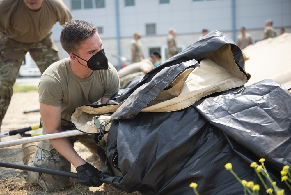 California State Guard build portable shelters