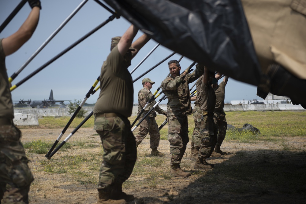 California State Guard build portable shelters