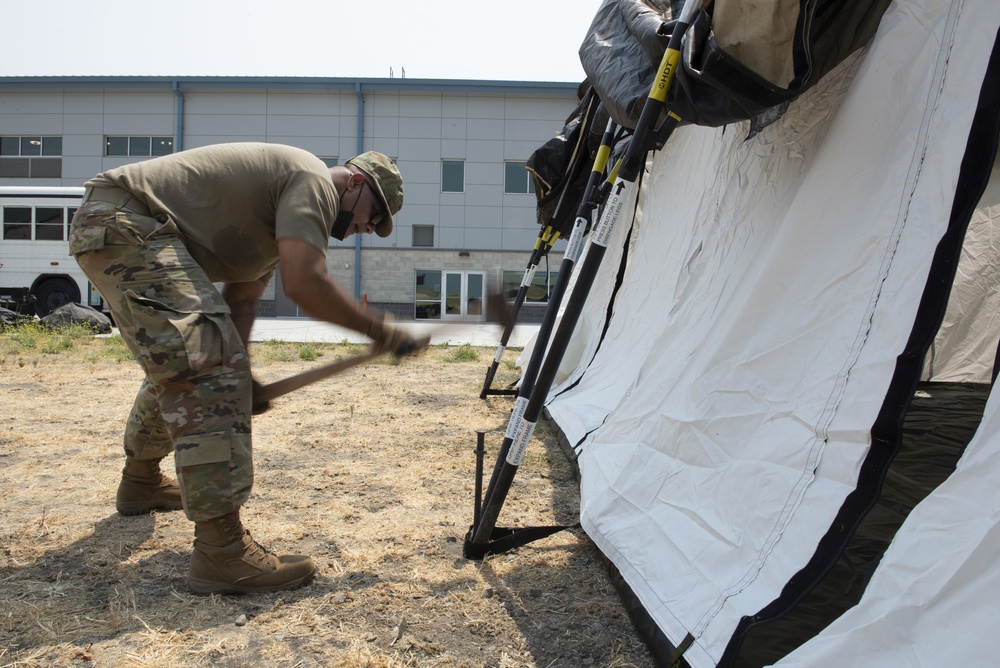 California State Guard build portable shelters