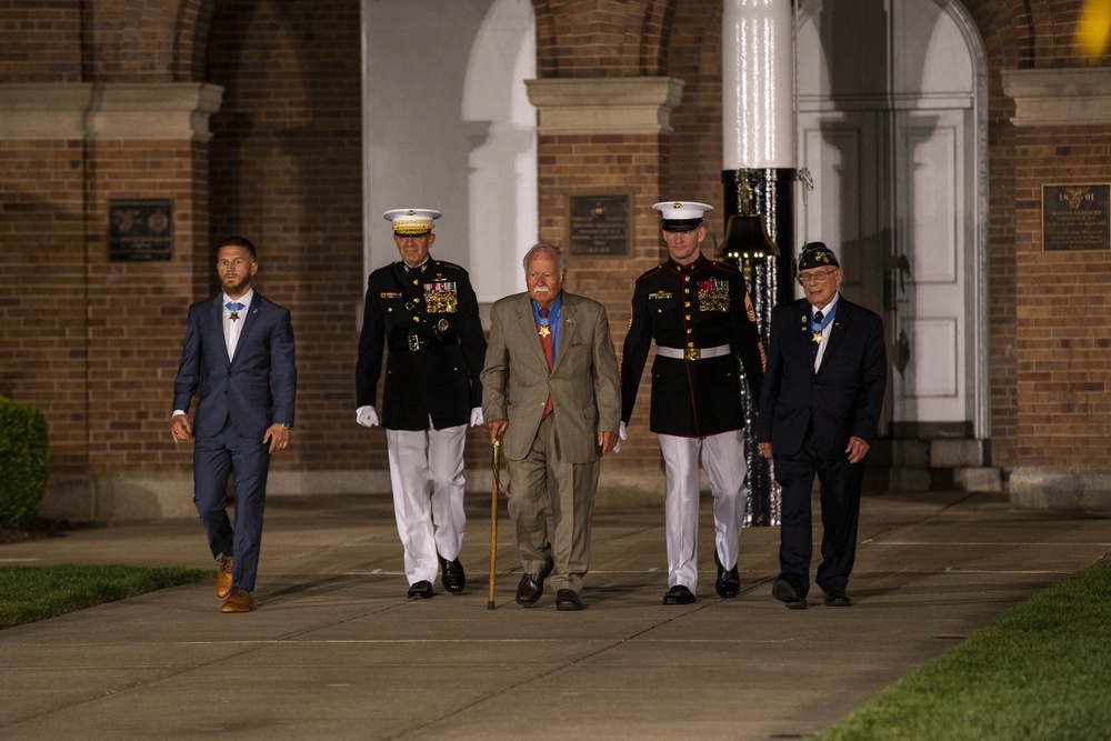 Marines conduct Friday Evening Parade for Medal of Honor Recipients
