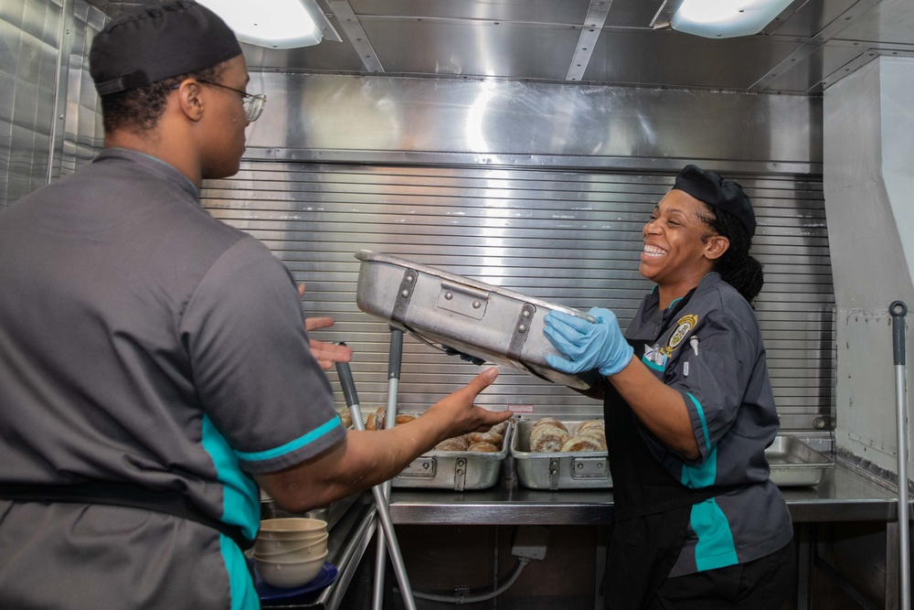 Sailors And Marines Prepare Dinner