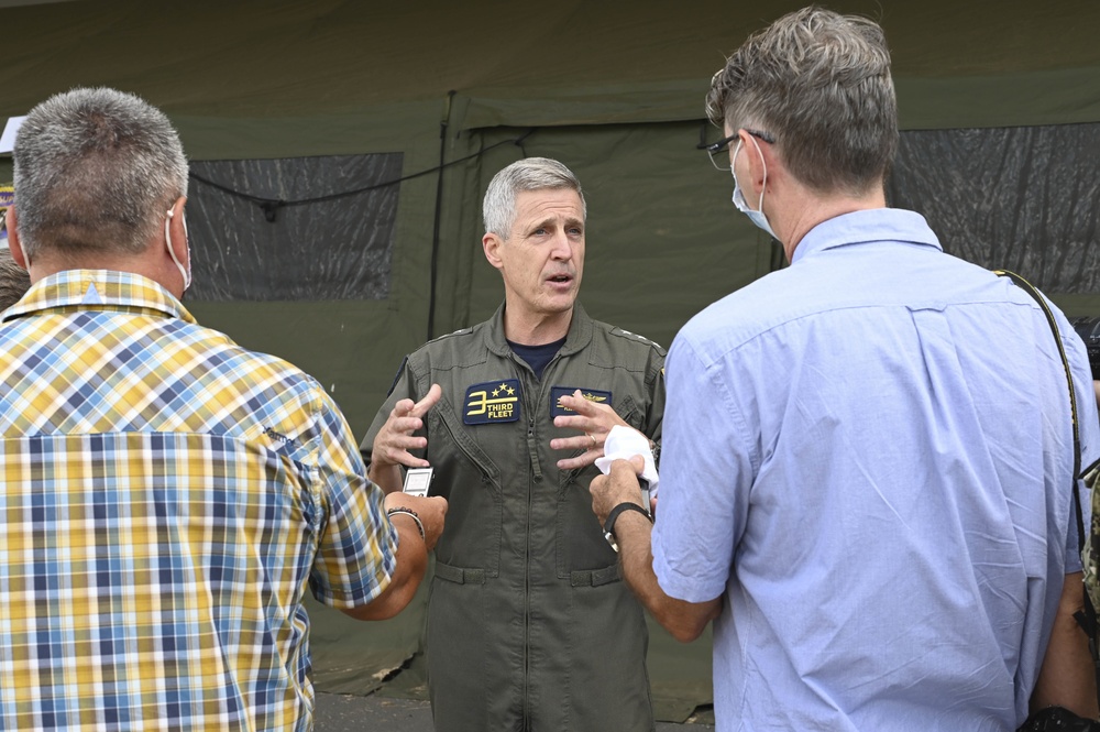 Vice Adm. Steve Koehler Speaks with Media