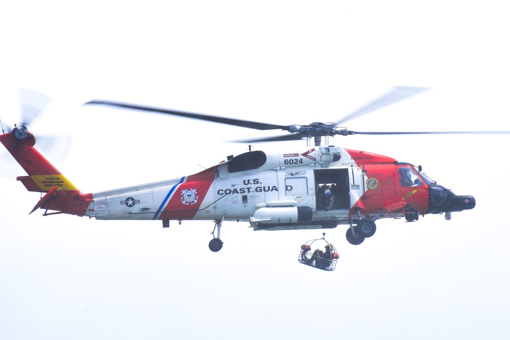 Coast Guard conducts helicopter hoist training off Virginia coast