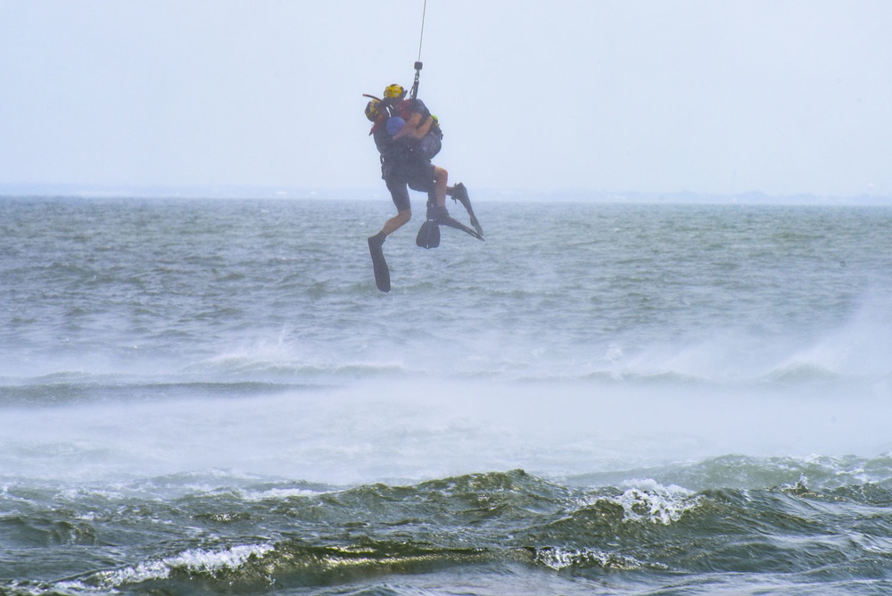 Coast Guard conducts helicopter hoist training off Virginia coast