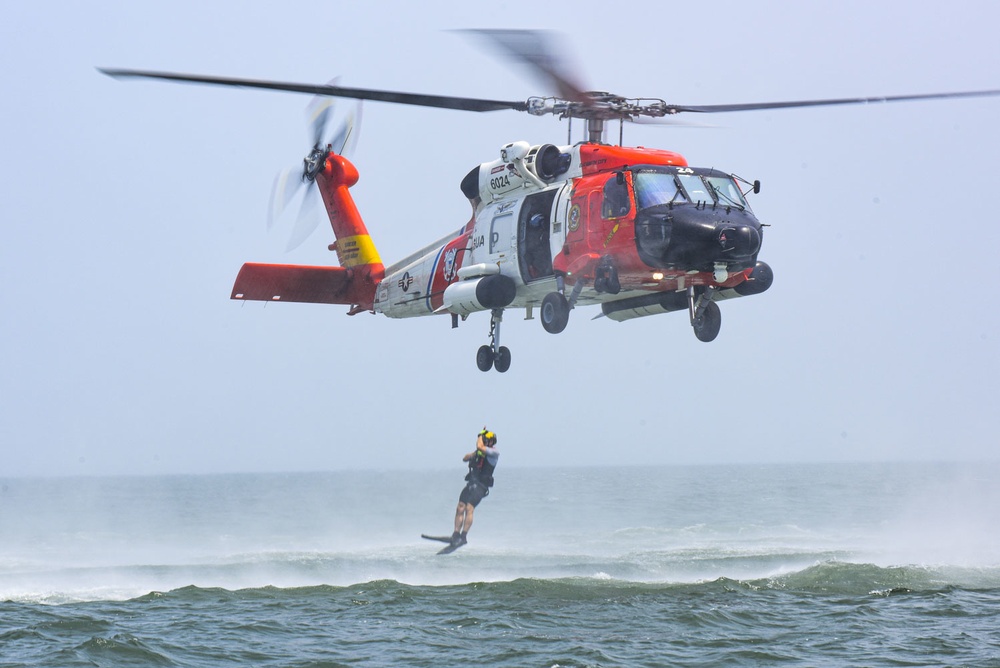 Coast Guard conducts helicopter hoist training off Virginia coast