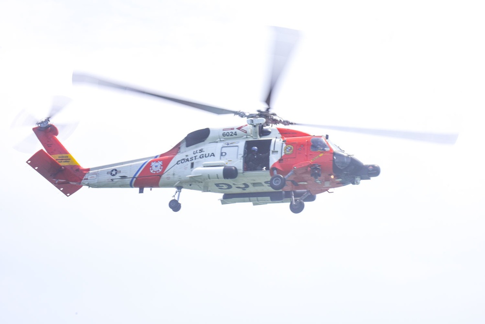 Coast Guard conducts helicopter hoist training off Virginia coast