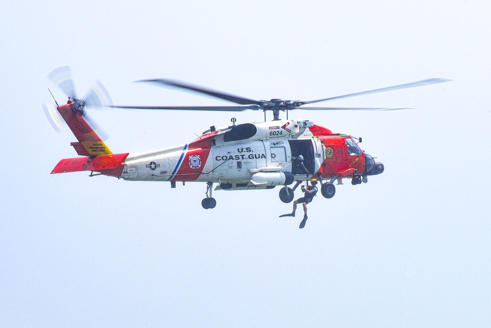 Coast Guard conducts helicopter hoist training off Virginia coast