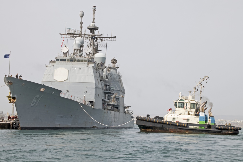 USS Monterey Departs Djibouti