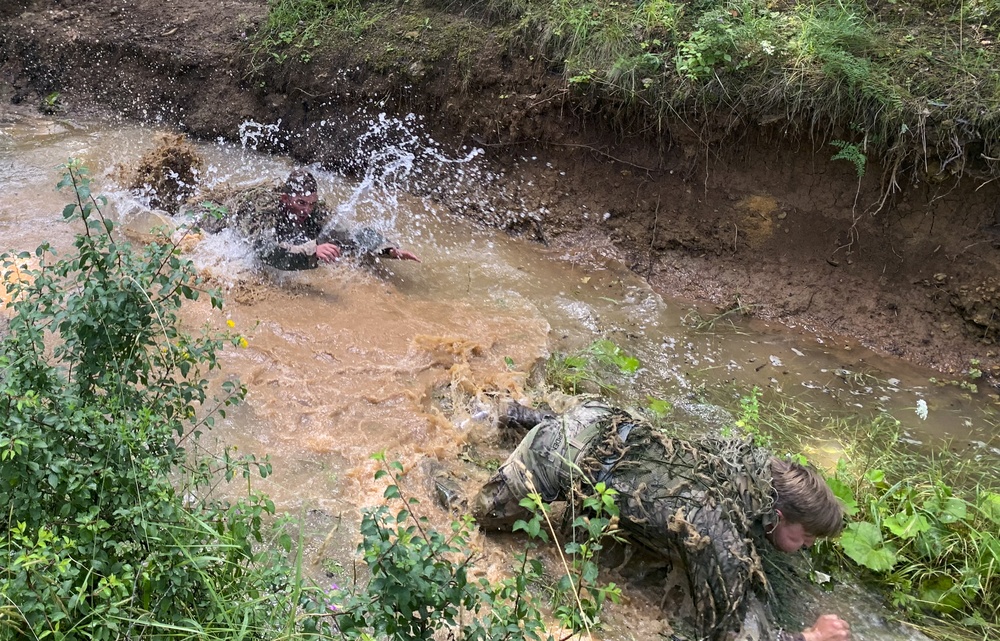 crawling through the water