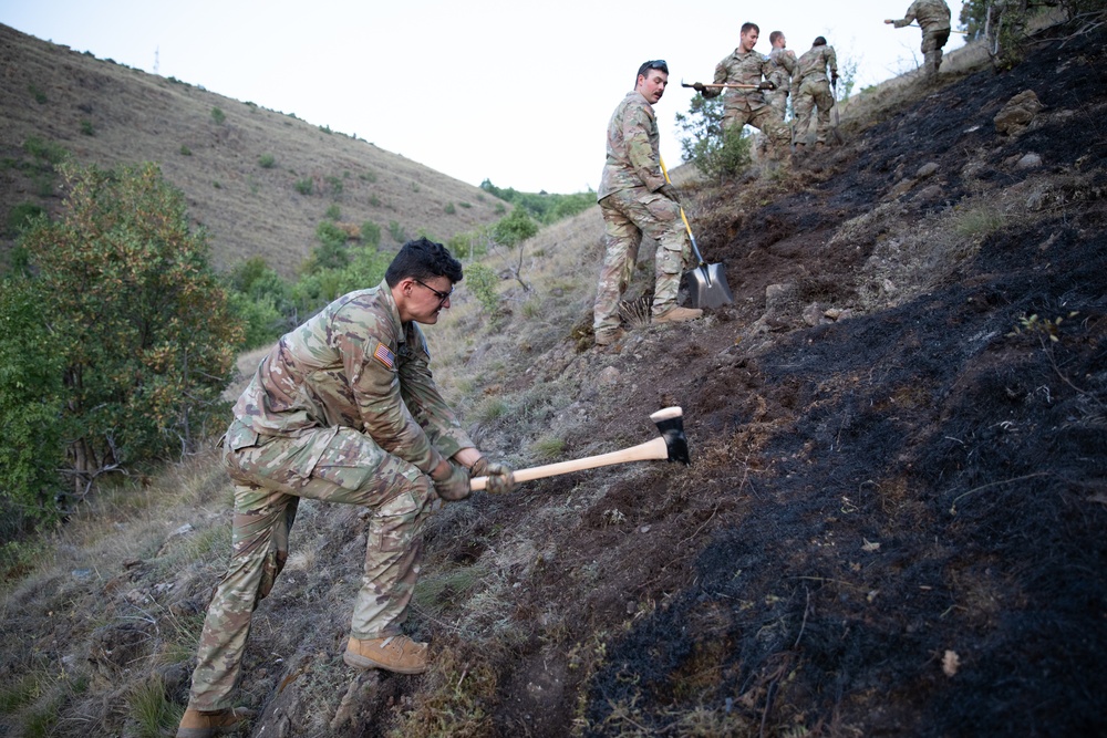 KFOR RC-E in Kosovo Assists Wildfire Suppression Near Leposavic